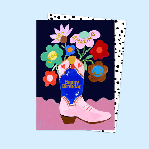 Happy Birthday Flower Boot Card Eleanor Bowmer Card
