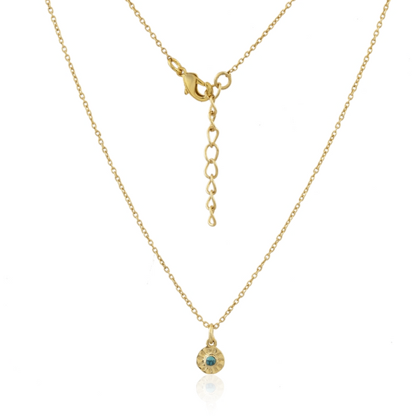 Embossed Disc Necklace in Gold and Turquoise 