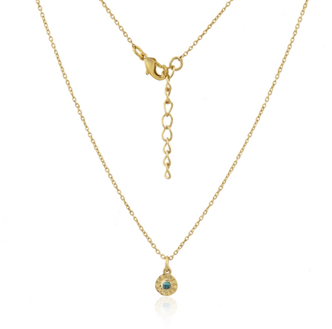 Embossed Disc Necklace in Gold and Turquoise 