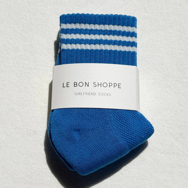 Embroidered Girlfriend Socks - Royal Blue.