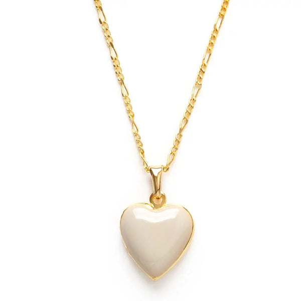 Amano Studios Large Enamel Heart Locket - Beige