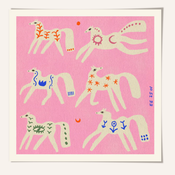 Enikő Eged Folk Horses Framed Print