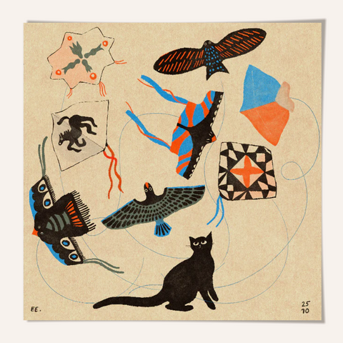 Enikő Eged Kite Kitten Framed Print