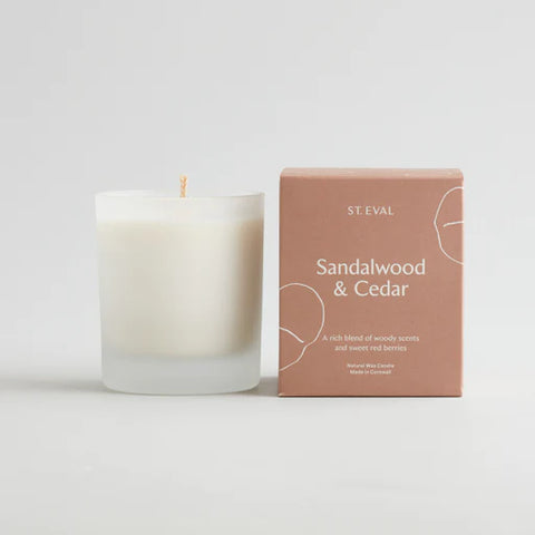 Lamorna Glass Candle - Sandalwood & Cedar