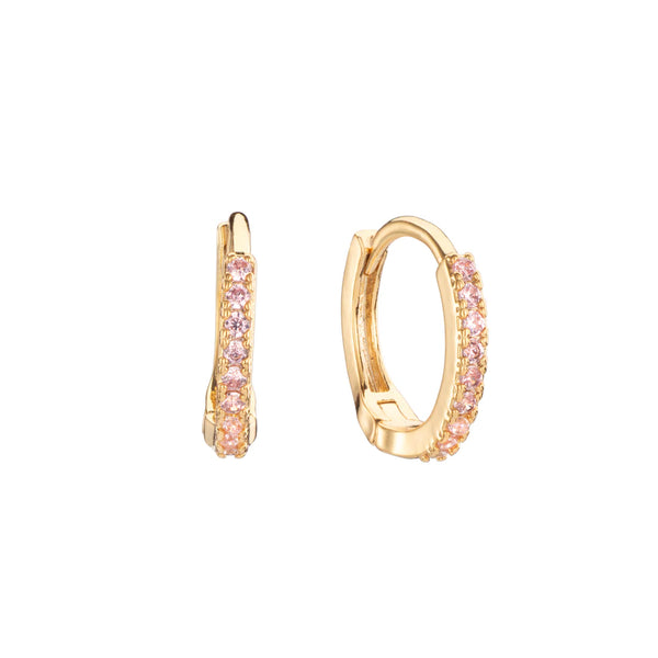 Bijoux De Mimi Evie Pink Gold Huggie Earrings
