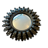 Antiqued Black Ornate Double Framed Convex Mirror