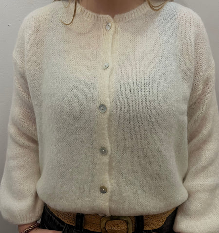 Long Sleeve Mohair Cardigan - Cream