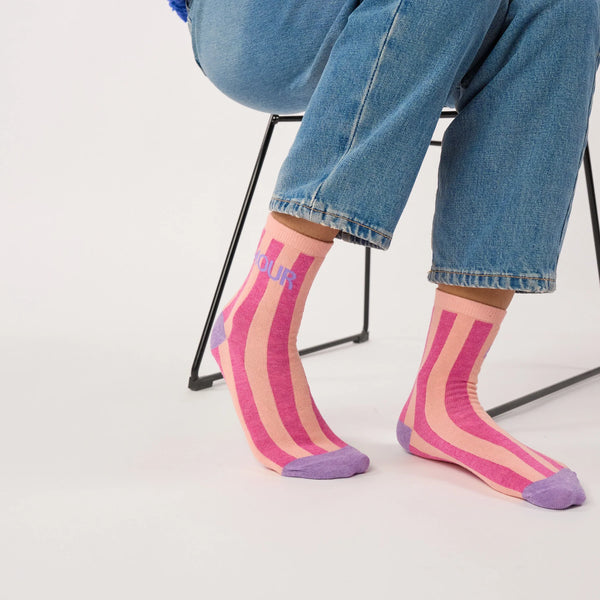 Billy Belt Women's 'Amour' Cotton Socks in Salmon & Pink