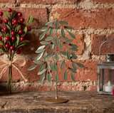 Festive Green Metal Tree with Red Berries