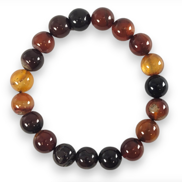 Fire Agate 10mm Round Bead Bracelet