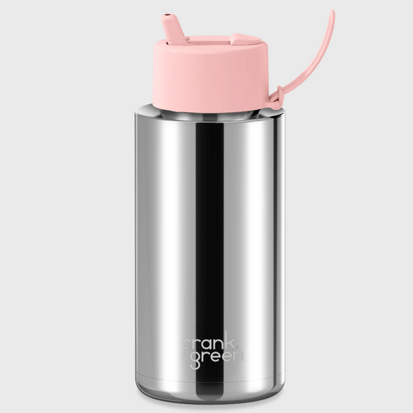 Frank Green Ceramic Reusable Bottle - Chrome Silver/Blushed - (1L)