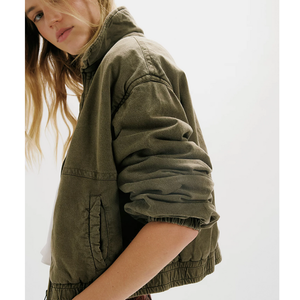 Free People Birdie Washed Jacket Olive