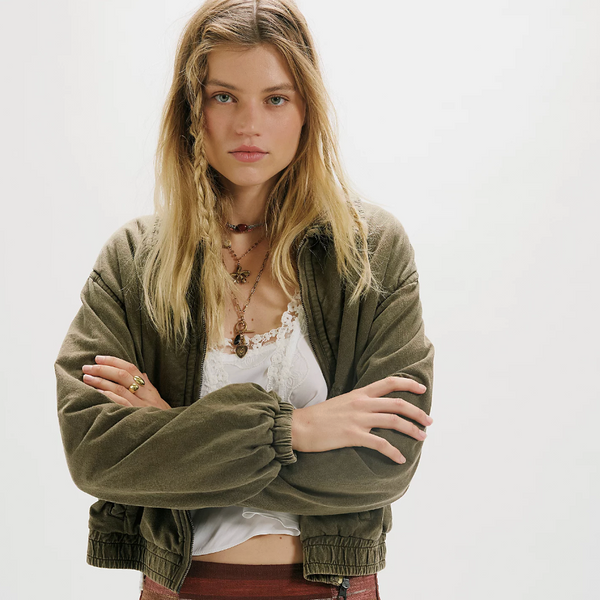 Free People Birdie Washed Jacket Olive