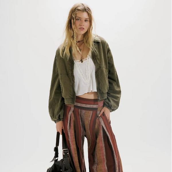 Free People Birdie Washed Jacket Olive