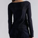 Free People Delilah Long Sleeve Top -Black