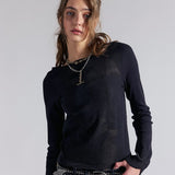 Free People Delilah Long Sleeve Top -Black