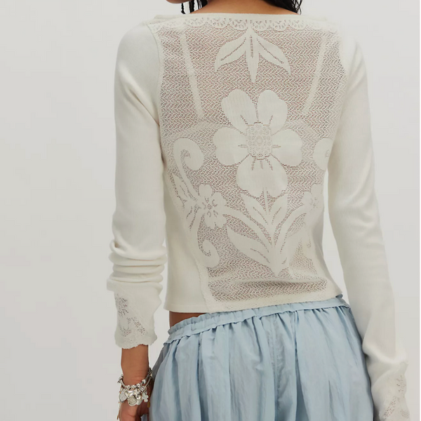 Free People Delilah Long Sleeve Top - Ivory (Back)