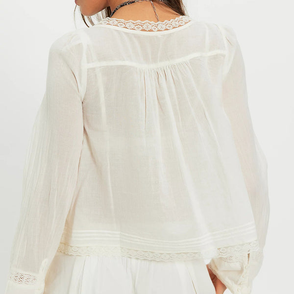 Free People Forevermore Long-Sleeve Top Ivory Back