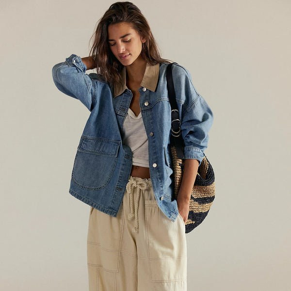 Free People Lemon Denim Jacket Front