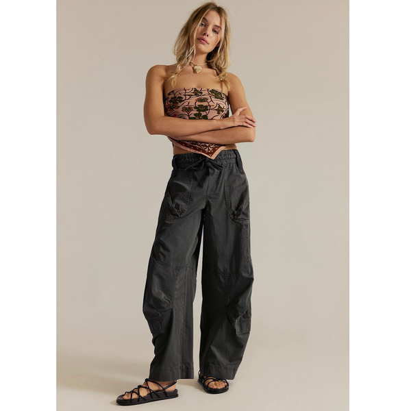 Free People Onset Pull-On Cargo Pants - Black Sand