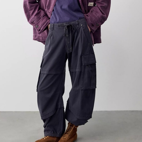 Free People Reef Curved Twill Cargo Pants- Black