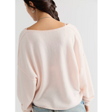 Free People See Me V-Neck Knit Pullover - Ballet Slipper Pink Back