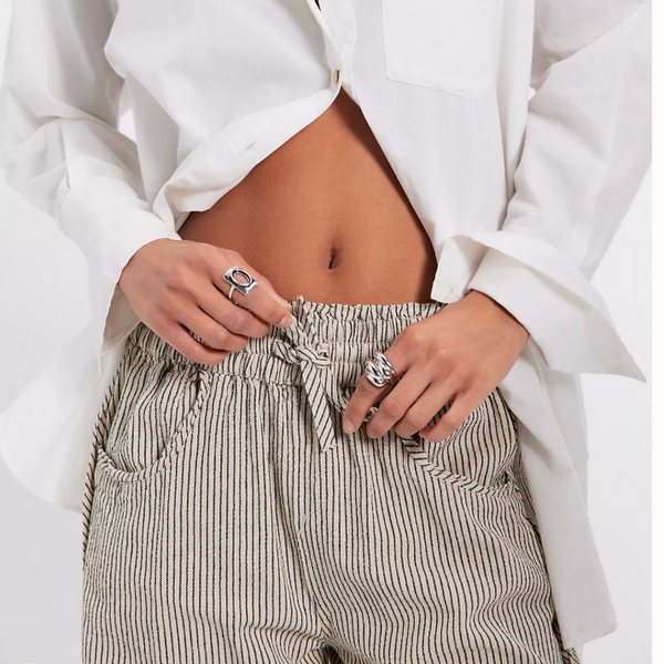 Free People Something Good Pull-On Barrel Pants- Ivory close up