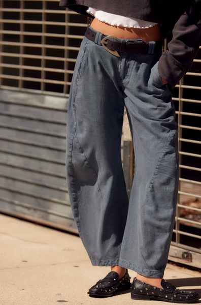 Free People  Spotlight Washed Trousers - Flint Stone Close