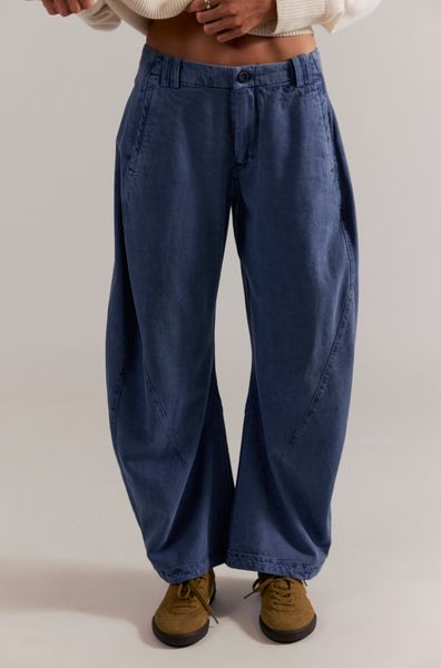 Free People  Spotlight Washed Trousers - Flint Stone Front