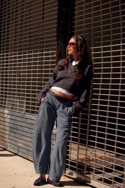 Free People  Spotlight Washed Trousers - Flint Stone Laid Back