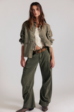 Free People  Spotlight Washed Trousers - Olive Portrait