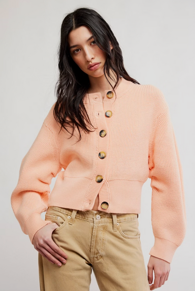 Free People Vienna Cardigan - Peach Puff Portrait