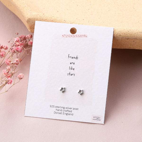 Friends are like Stars Cutout Silver Earrings 