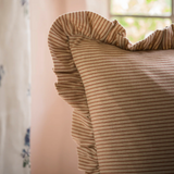 Frill Striped Cushion - Brick