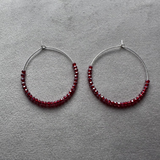 Isles & Stars Glass Bead Hoop Earring - Silver/Burgundy