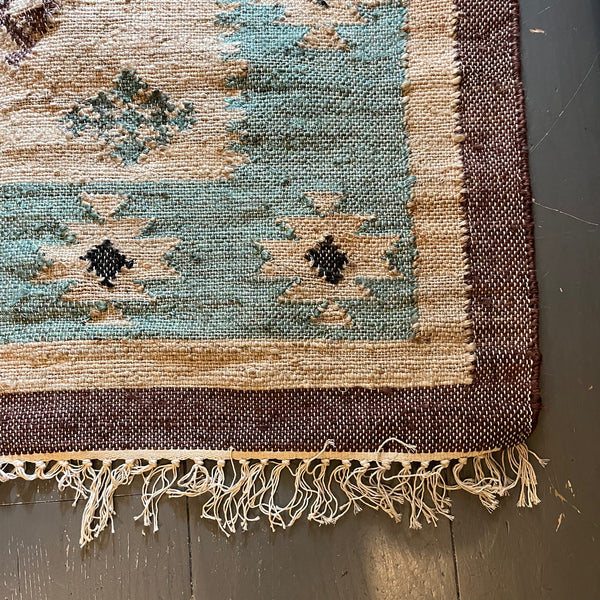 Natural/Brown/Blue Wool Cotton Kilim Pastel Rugs 120x180cm