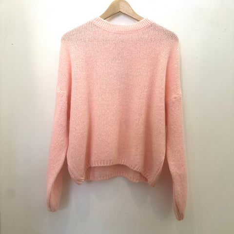 Long Sleeve Mohair Jumper - Baby Pink