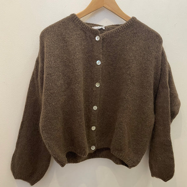 Long Sleeve Mohair Cardigan - Chocolate