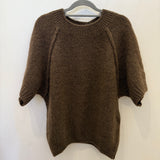 Cropped Sleeve Exaggerated Seam Mohair Jumper - Chocolate