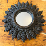 Antique Black Ornate Leaf Small Mirror