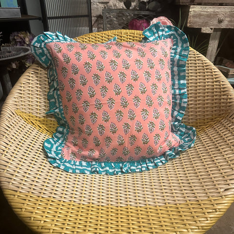 Frilled Cushion Pink Motif
