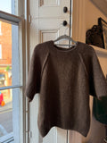 Cropped Sleeve Exaggerated Seam Mohair Jumper - Chocolate