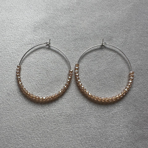 Isles & Stars Glass Bead Hoop Earring - Silver/Ivory