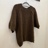 Cropped Sleeve Exaggerated Seam Mohair Jumper - Chocolate