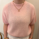 Cropped Sleeve Mohair Jumper - Baby Pink
