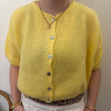 Cropped Sleeve Mohair Cardigan - Banana