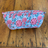 Quilted Wash Bag - Blue & Pink Floral