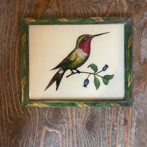 Vintage Glass Framed Paintings  Birds - Medium