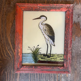 Vintage Glass Framed Paintings  Birds - Medium