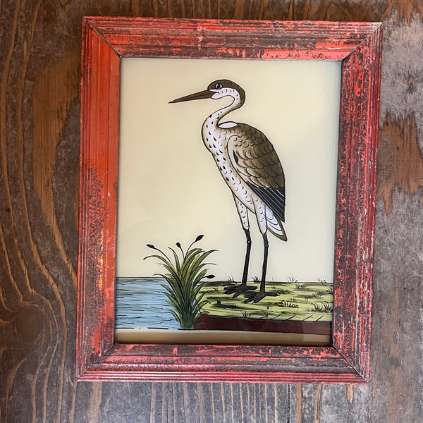 Vintage Glass Framed Paintings  Birds - Medium